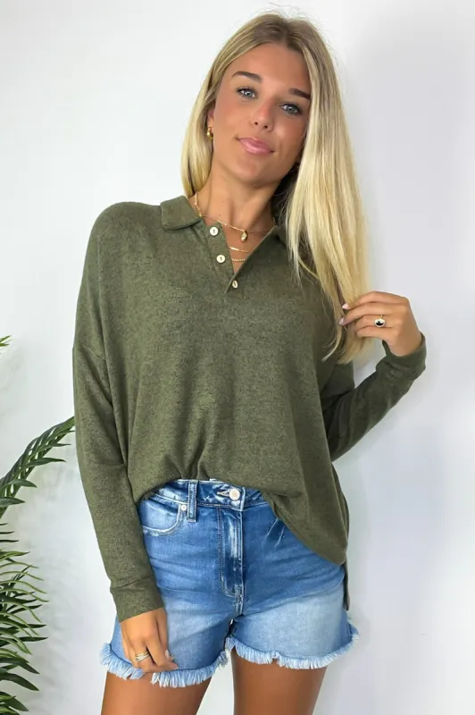 Seasonal Aesthetic Button Henley Collared Top - FINAL SALE sold by Madison + Mallory