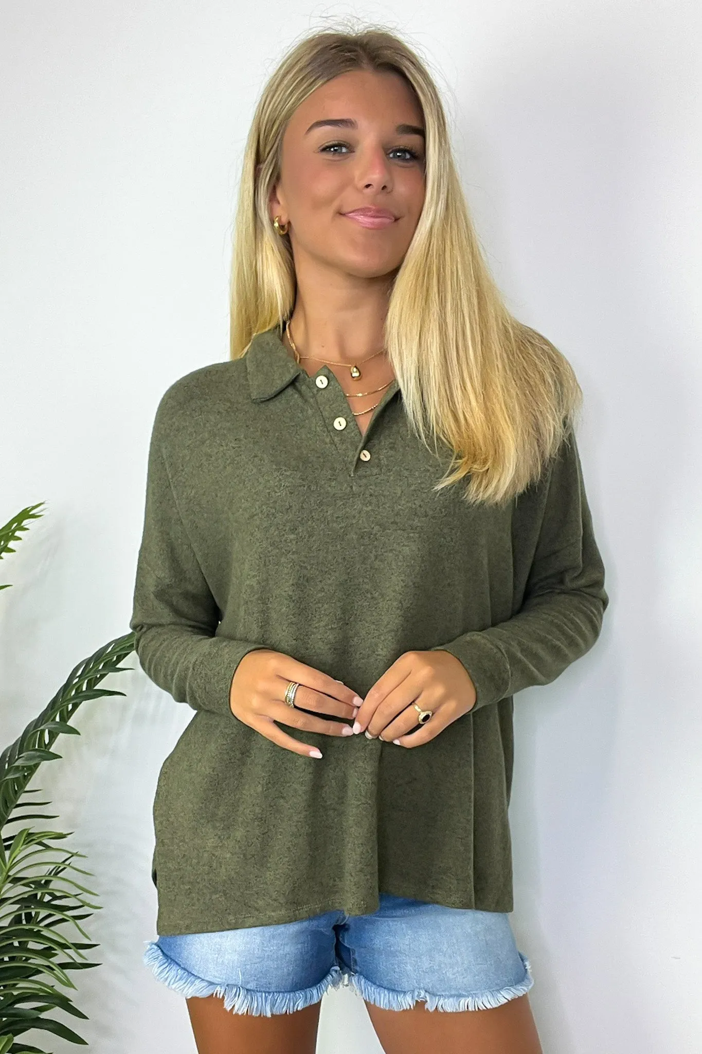 Seasonal Aesthetic Button Henley Collared Top - FINAL SALE sold by Madison + Mallory product image thumbnail 5