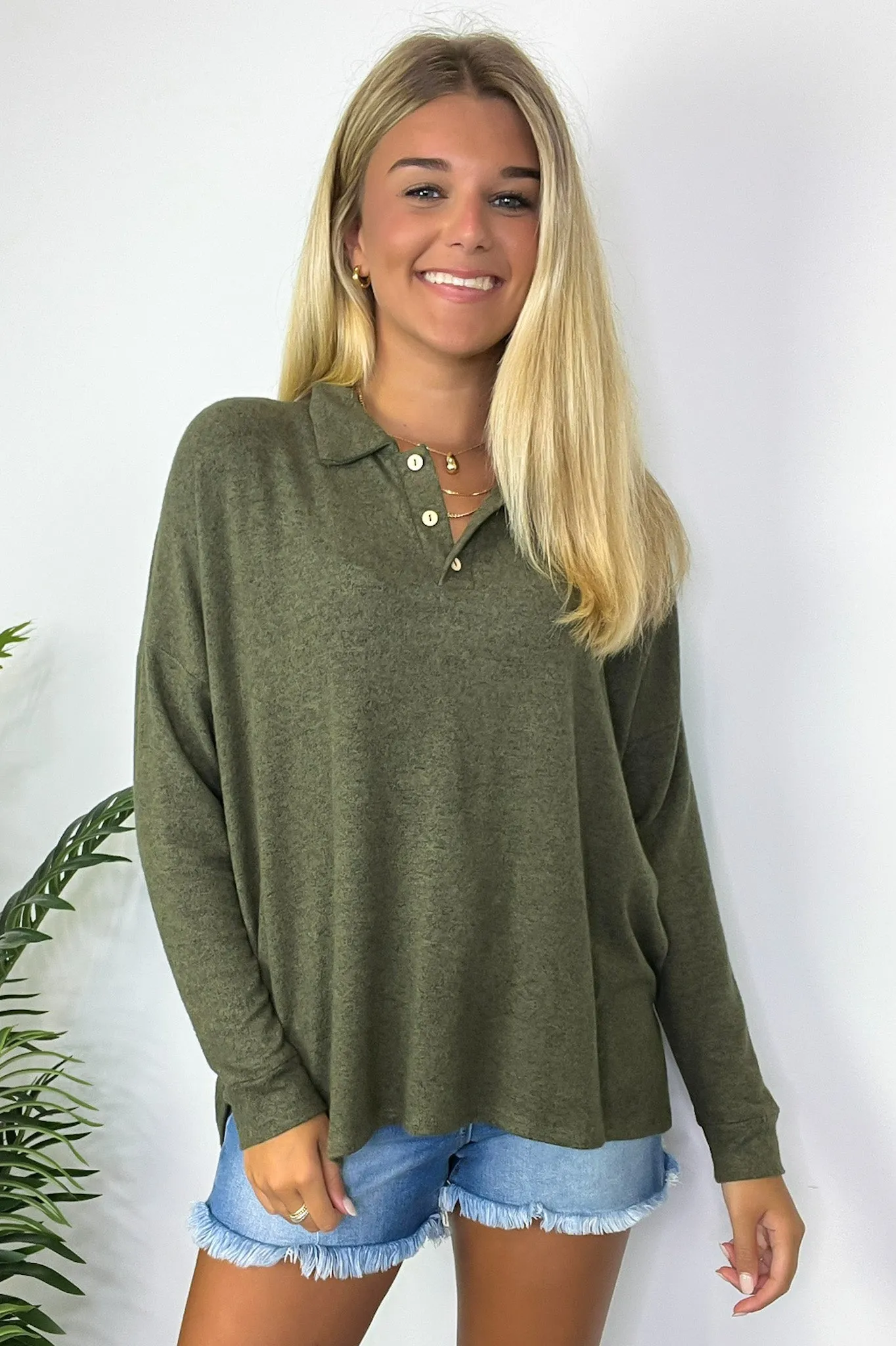 Seasonal Aesthetic Button Henley Collared Top - FINAL SALE sold by Madison + Mallory product image thumbnail 2