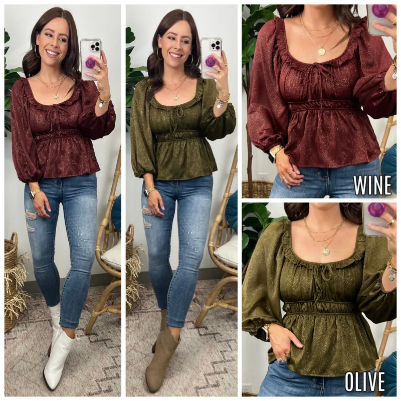 Amabel Shimmer Puff Sleeve Top - FINAL SALE made by Blu Pepper