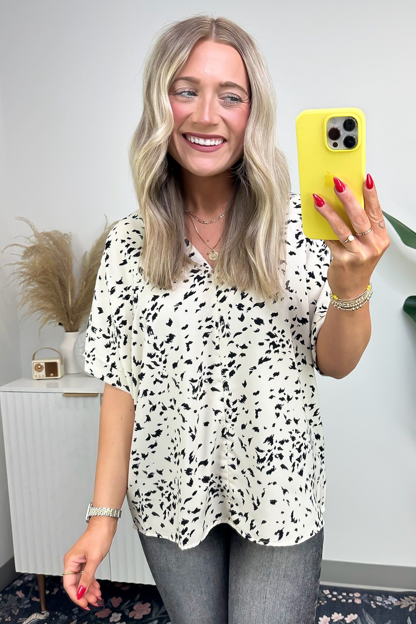 Seanna Abstract Print V-Neck Top sold by Madison + Mallory product image thumbnail 2