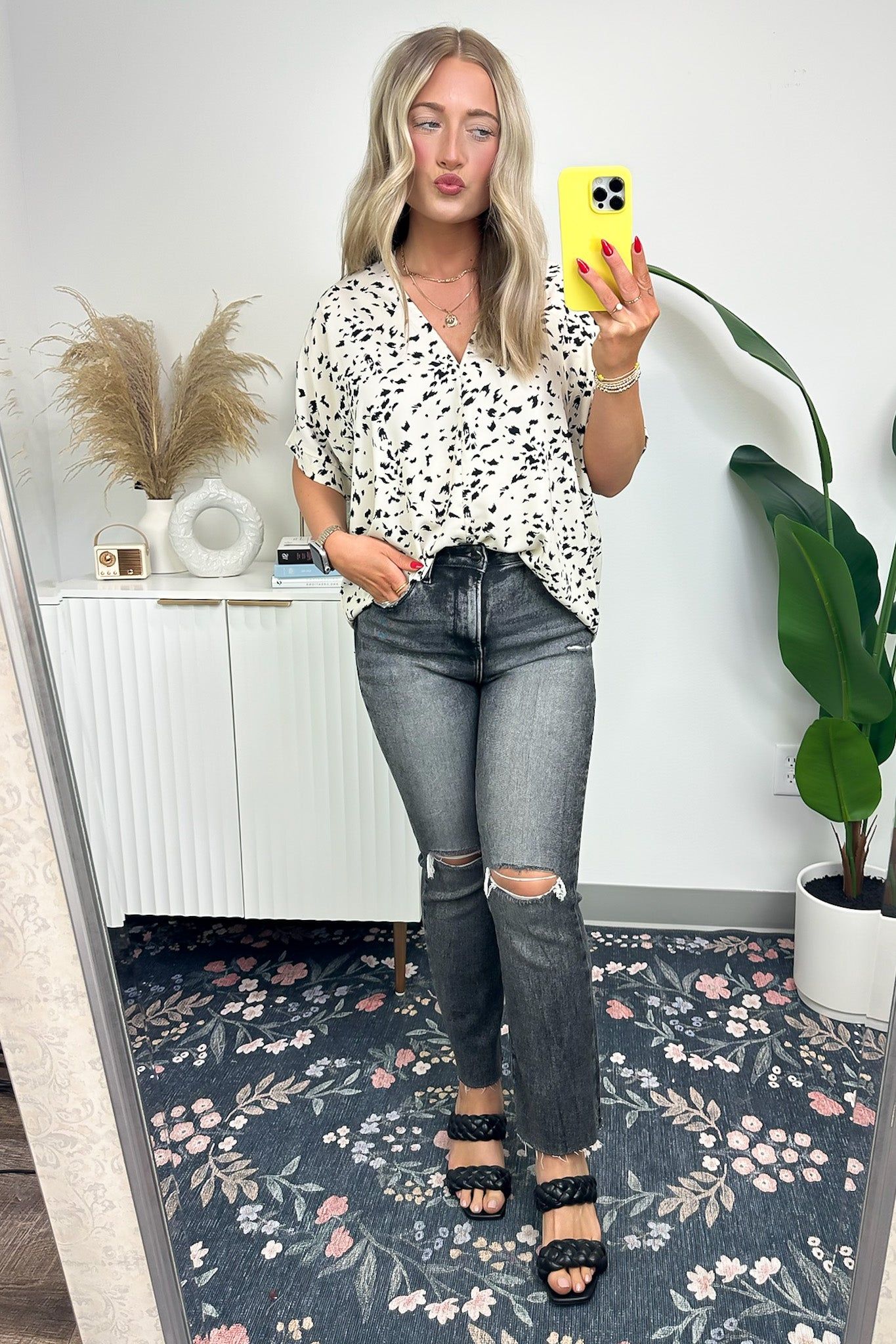 Seanna Abstract Print V-Neck Top sold by Madison + Mallory product image thumbnail 4