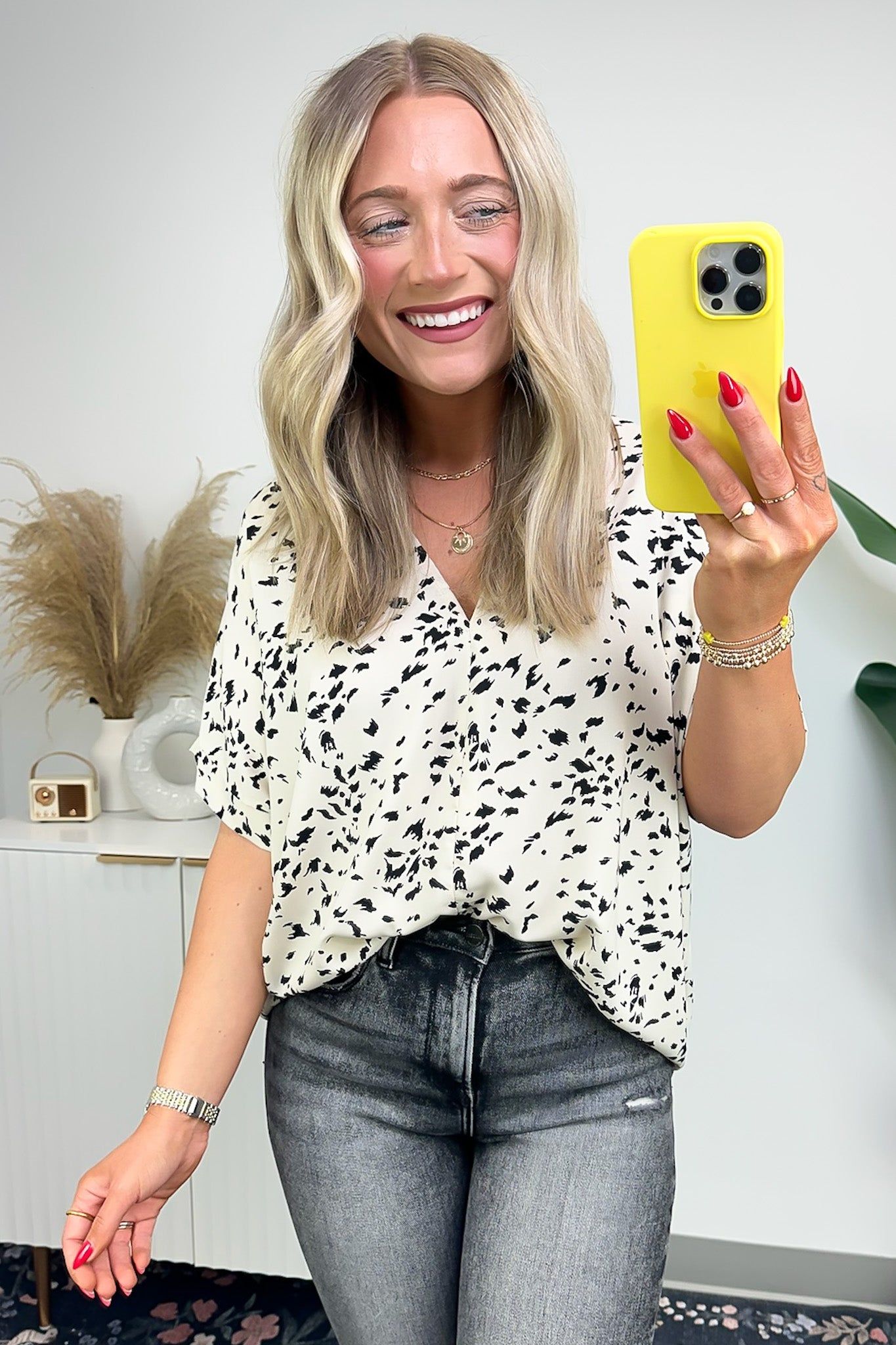 Seanna Abstract Print V-Neck Top sold by Madison + Mallory product image thumbnail 3