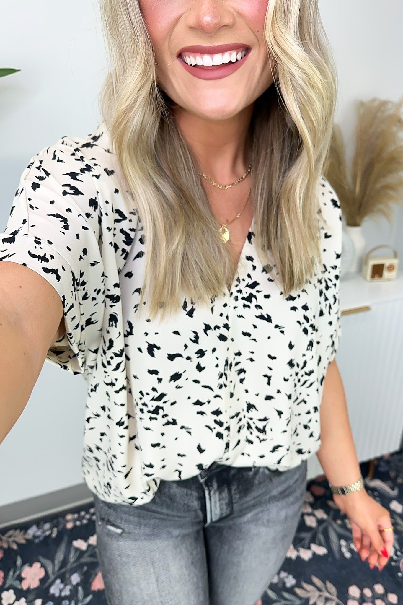 Seanna Abstract Print V-Neck Top sold by Madison + Mallory