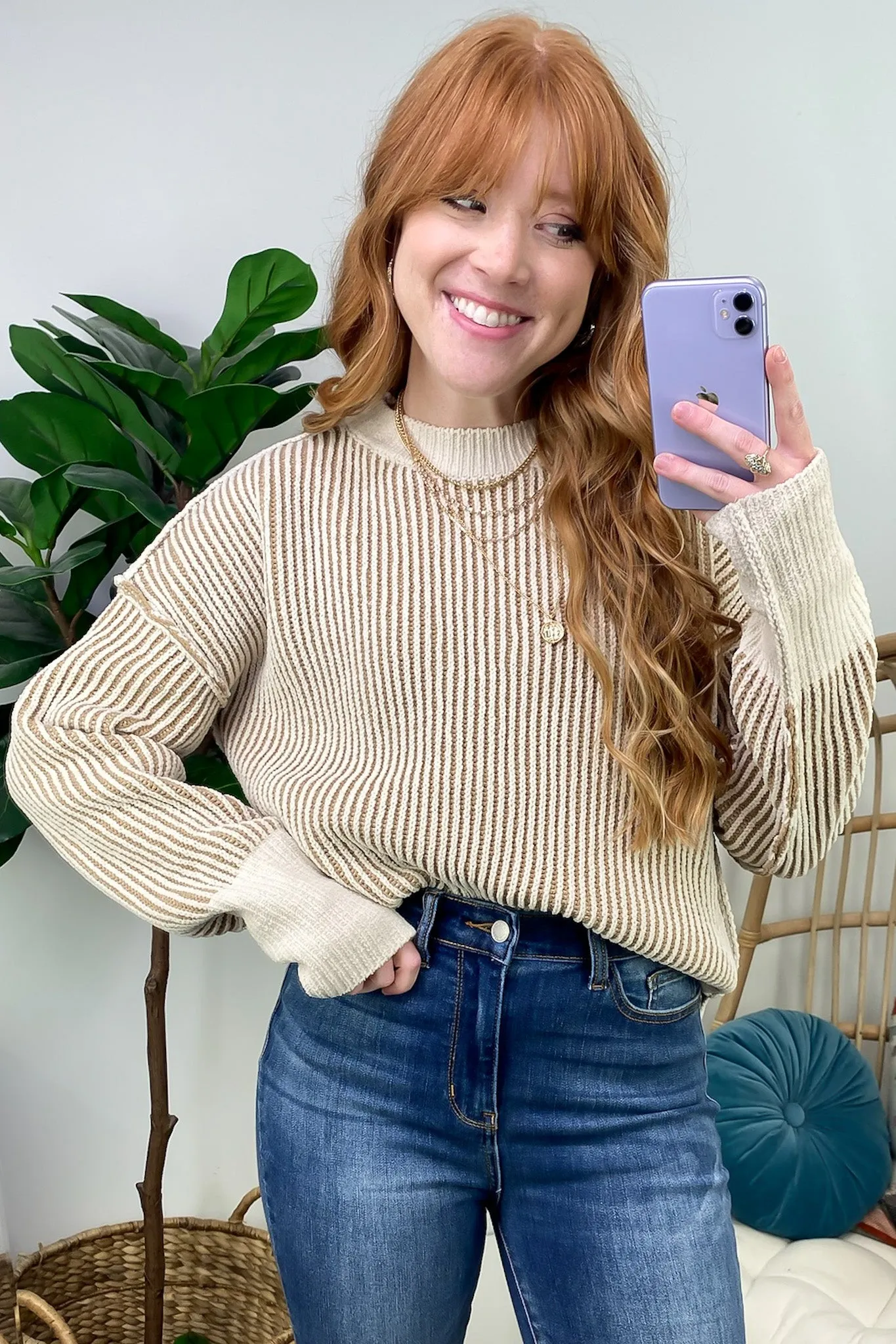 Shey Two Tone Knit Sweater - FINAL SALE sold by Madison + Mallory product image thumbnail 3