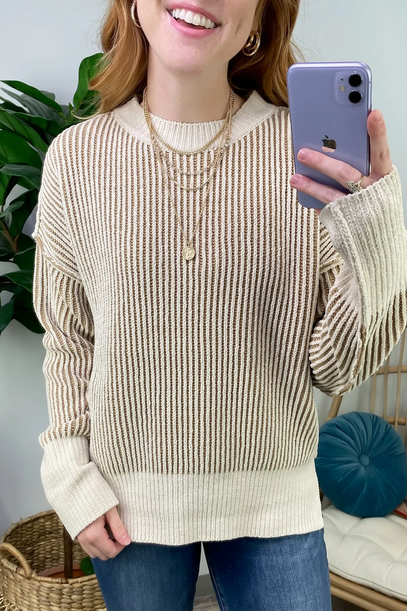 Shey Two Tone Knit Sweater - FINAL SALE sold by Madison + Mallory product image thumbnail 5