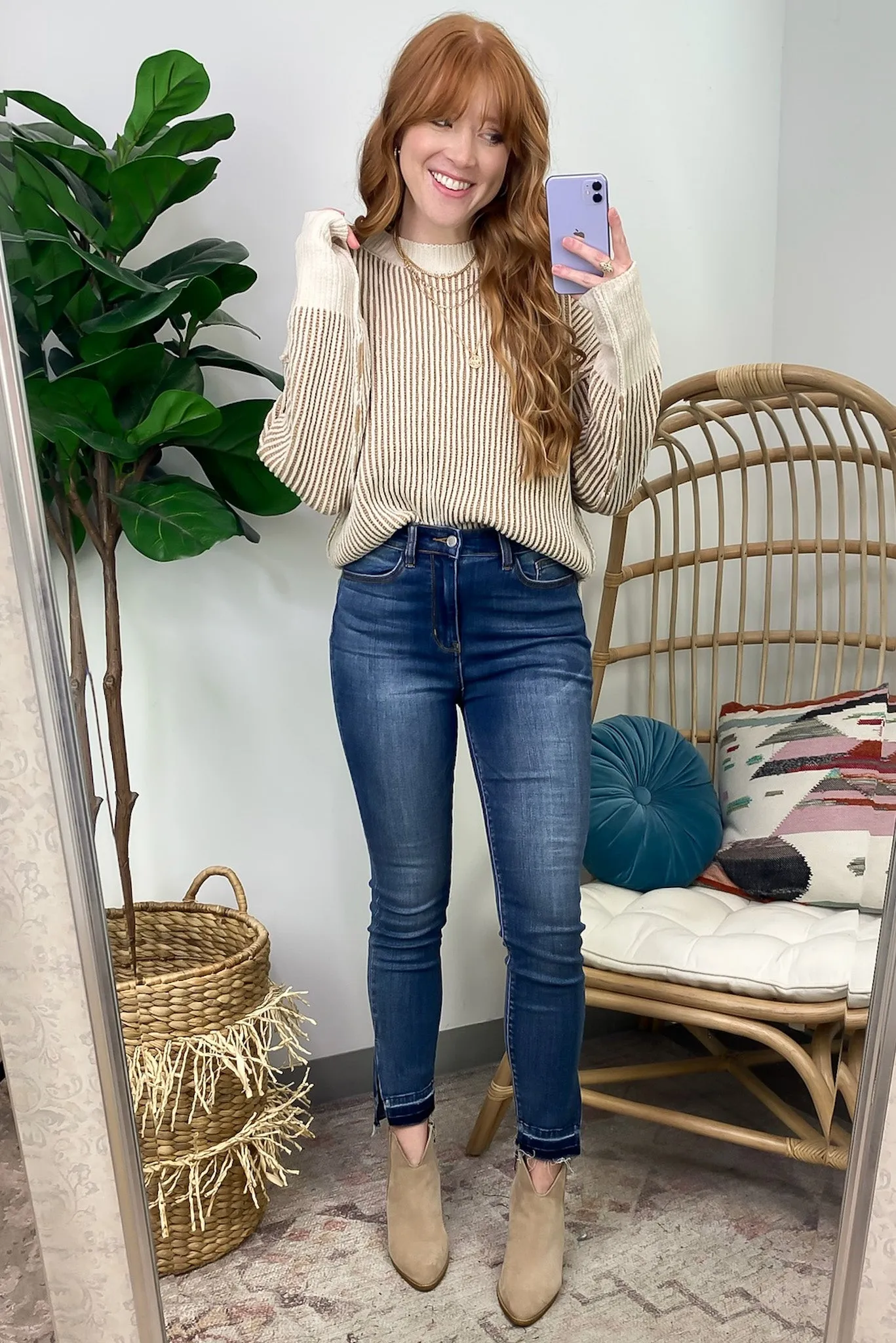 Shey Two Tone Knit Sweater - FINAL SALE sold by Madison + Mallory product image thumbnail 4