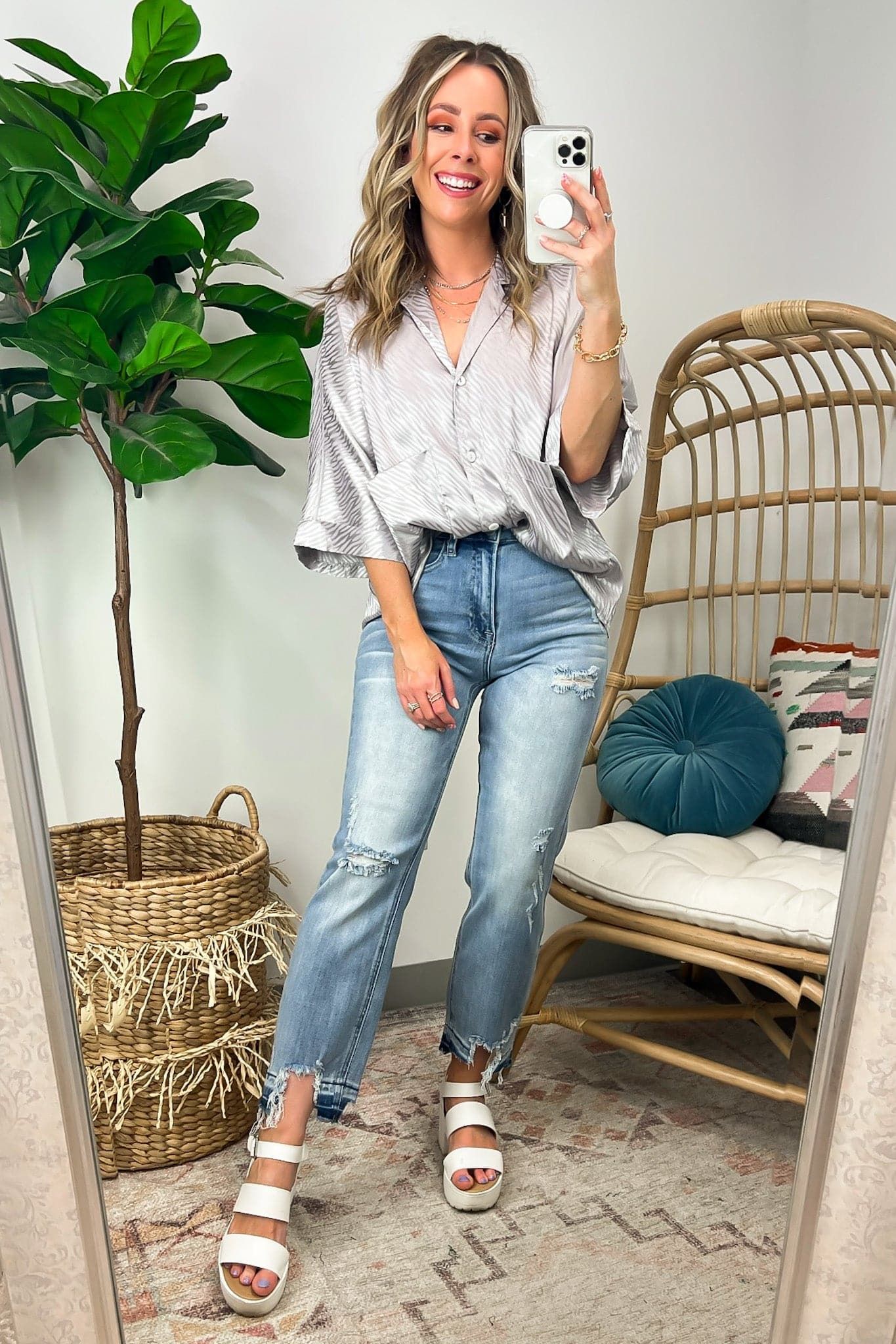 Fabulous Destiny Satin Button Up Top sold by Madison + Mallory product image thumbnail 2