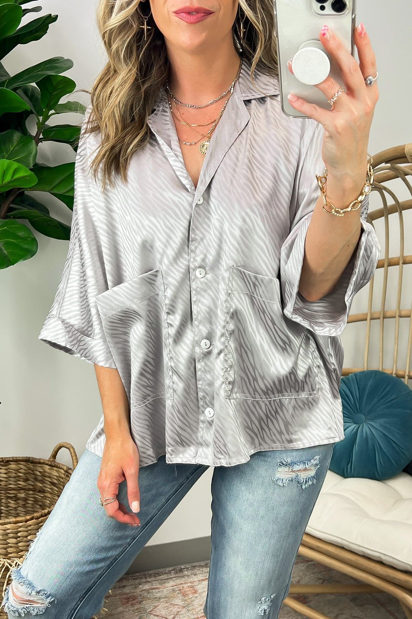 Fabulous Destiny Satin Button Up Top sold by Madison + Mallory product image thumbnail 5