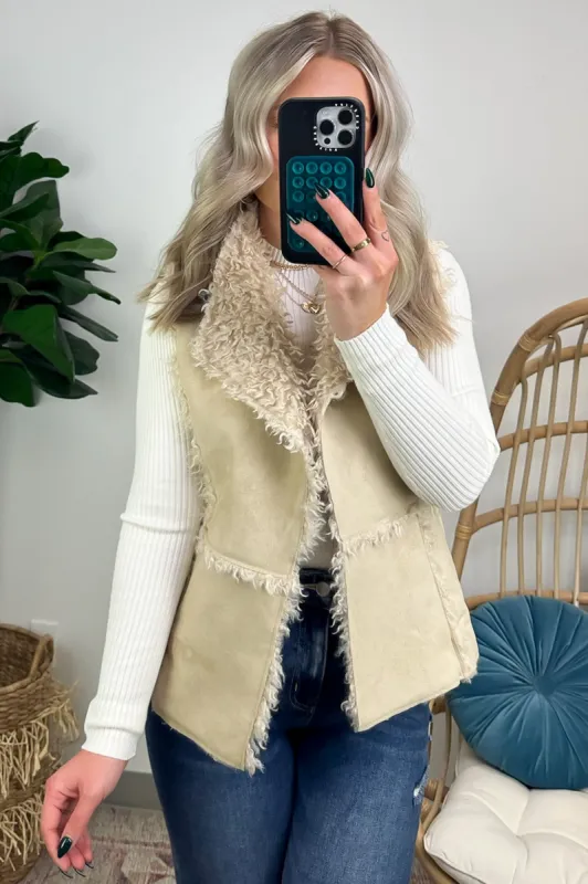 Arissa Shearling Suede Faux Fur Vest - FINAL SALE sold by Madison + Mallory