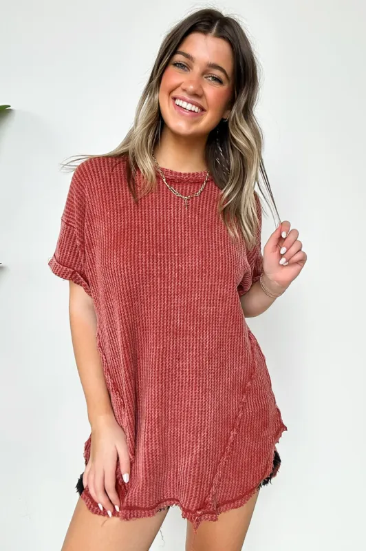 Eudorah Washed Waffle Knit Top - BACK IN STOCK sold by Madison + Mallory