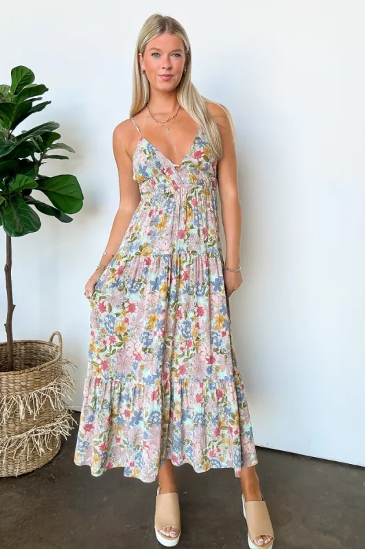 Dreamy Personality V-Neck Smocked Floral Maxi Dress sold by Madison + Mallory