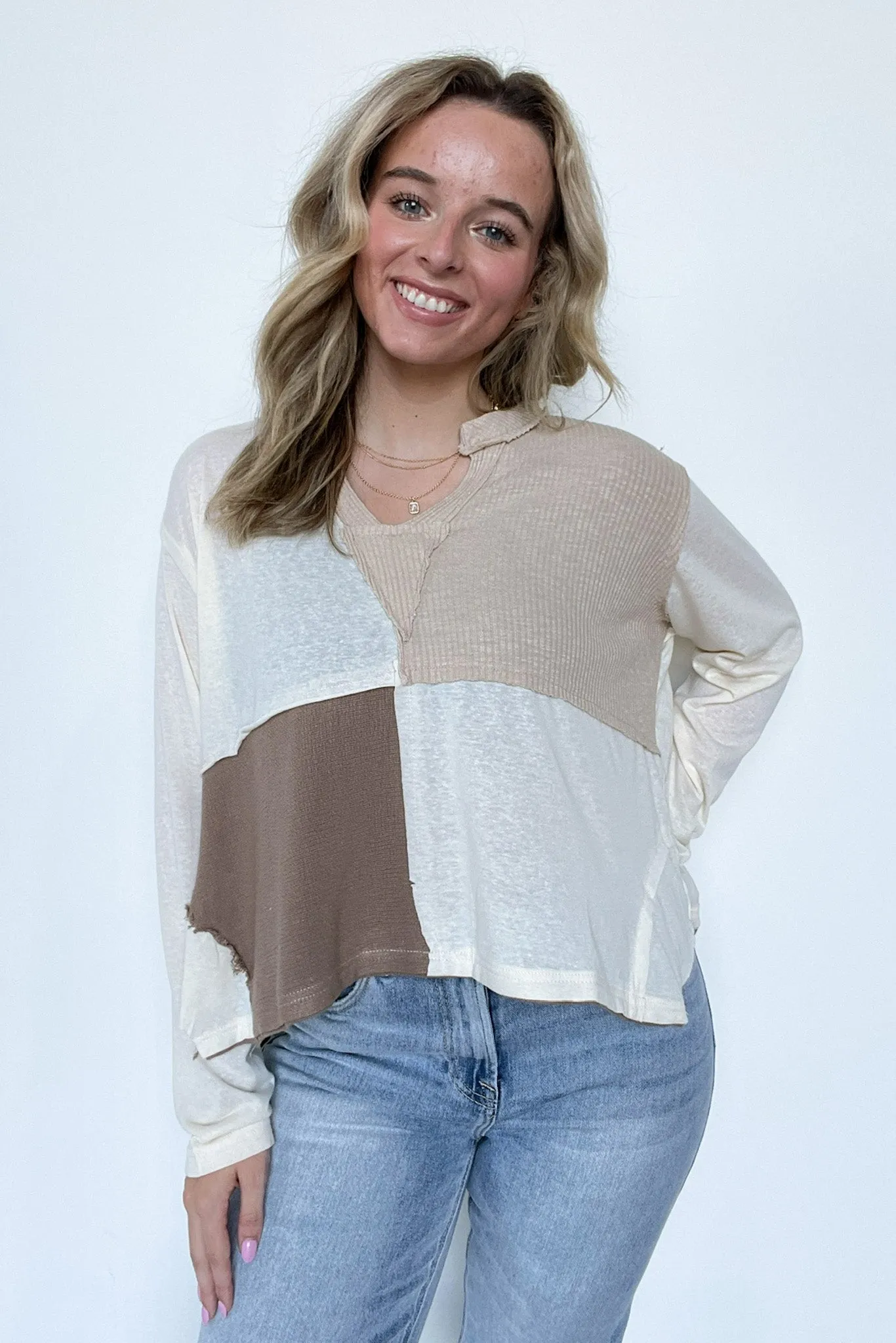 Karmen Notched Neck Color Block Contrast Top - FINAL SALE sold by Madison + Mallory product image thumbnail 4
