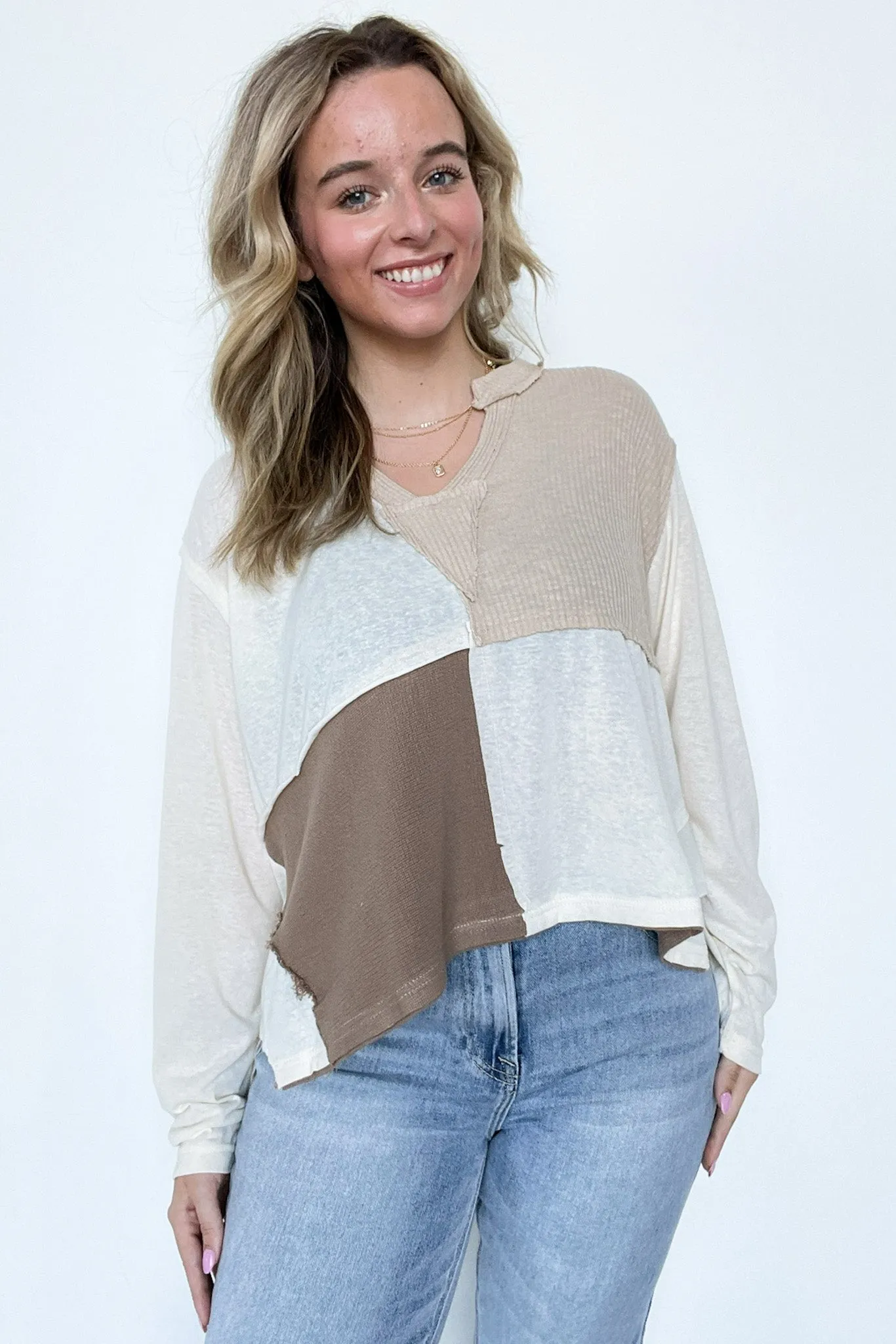 Karmen Notched Neck Color Block Contrast Top - FINAL SALE sold by Madison + Mallory product image thumbnail 2