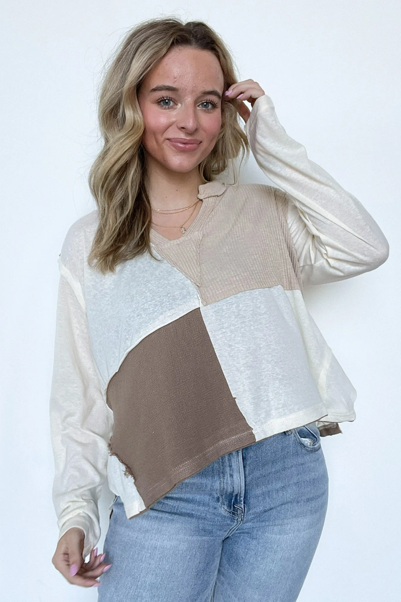 Karmen Notched Neck Color Block Contrast Top - FINAL SALE sold by Madison + Mallory product image thumbnail 5