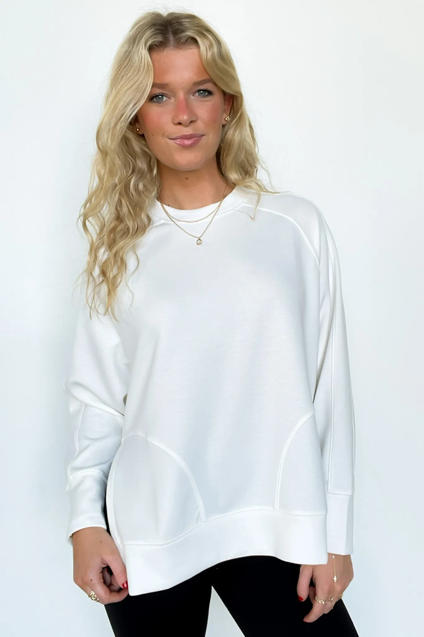 Julien Scuba Knit Side Slit Pullover - FINAL SALE sold by Madison + Mallory