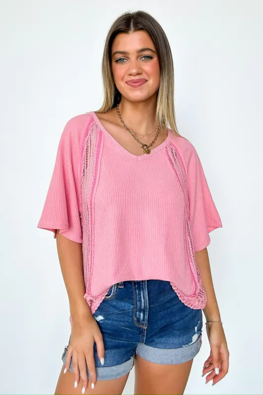 Aubree Crochet Knit Contrast Top - FINAL SALE sold by Madison + Mallory