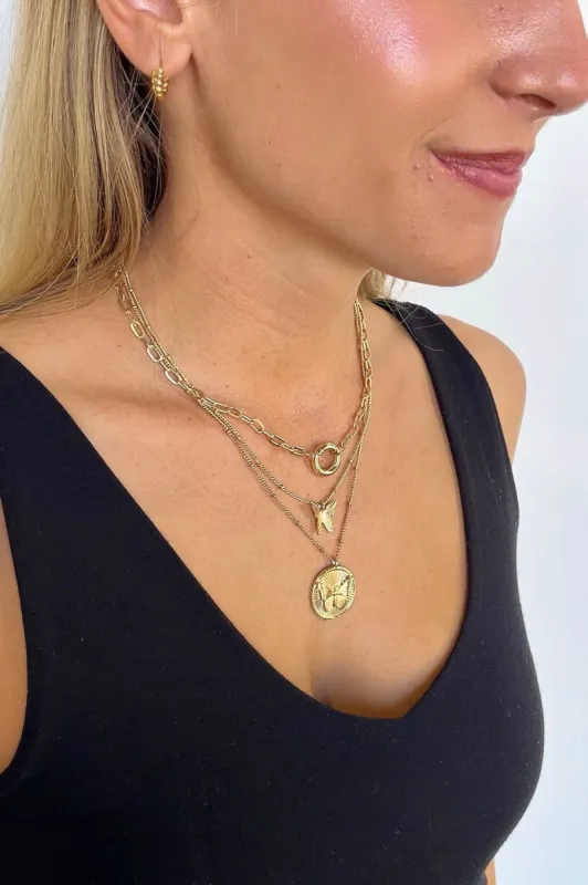Lovely Statement Butterfly Pendant Layered Necklace sold by Madison + Mallory