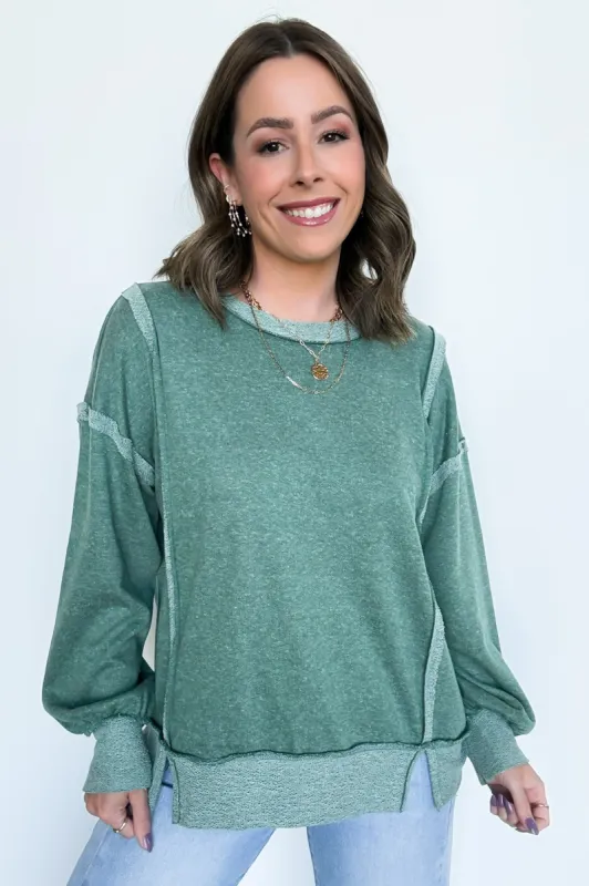 Taking Notes Exposed Seam Relaxed Sweatshirt - FINAL SALE sold by Madison + Mallory