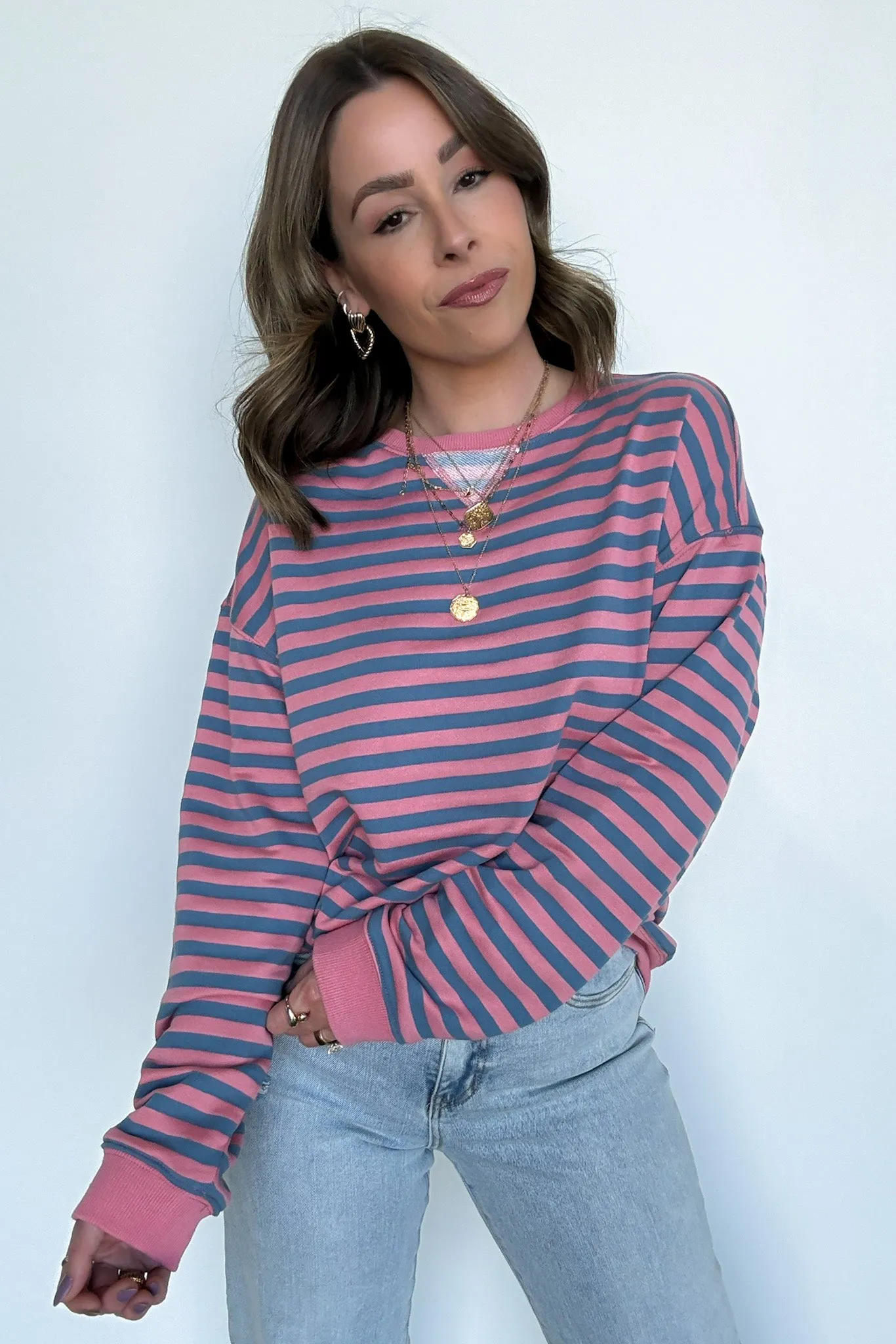 Baylor Striped Oversized Pullover sold by Madison + Mallory product image thumbnail 3