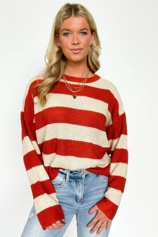 Sunset Stroll Super Soft Knit Striped Sweater sold by Madison + Mallory