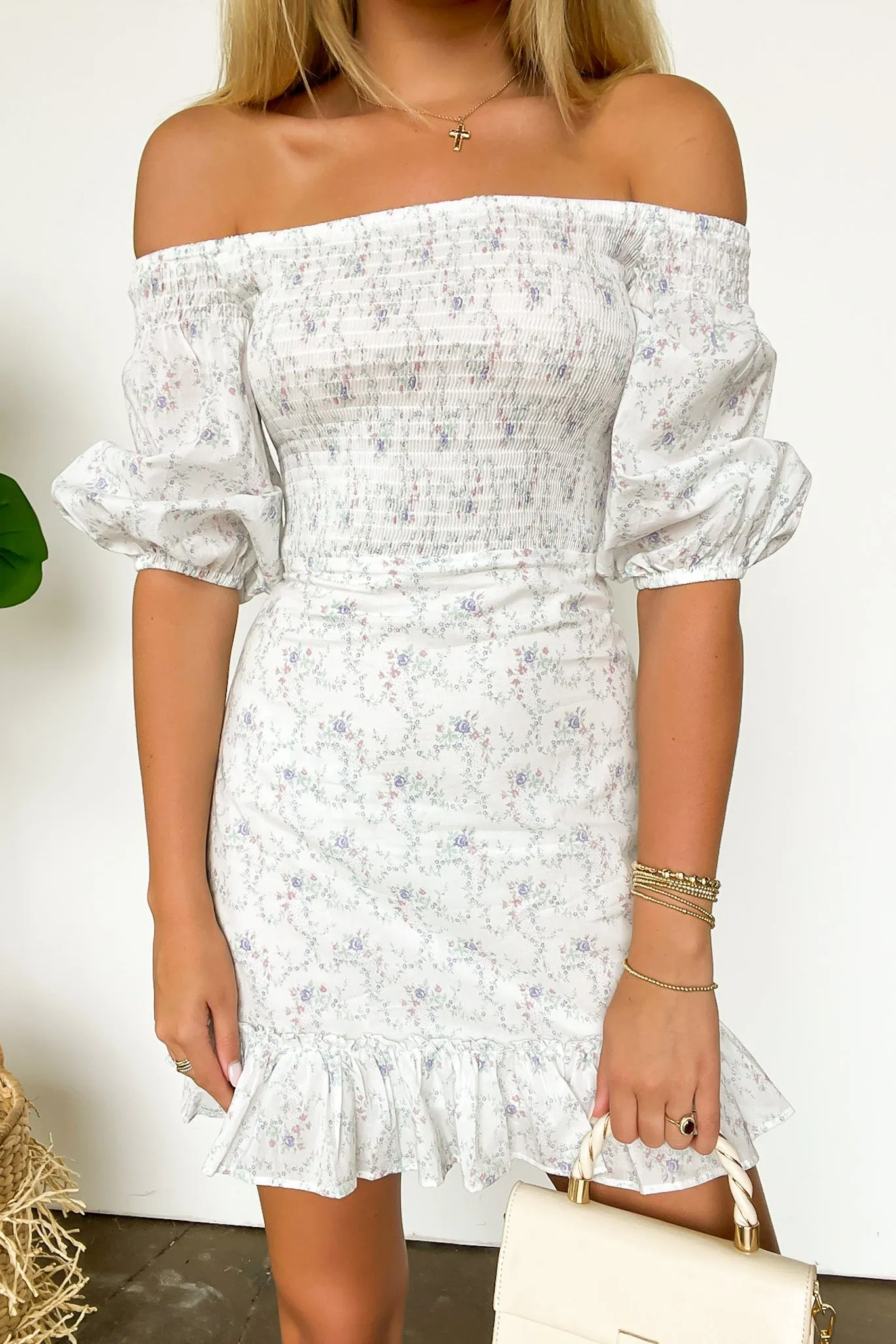 Sweetest Grace Off Shoulder Smocked Floral Dress - FINAL SALE sold by Madison + Mallory product image thumbnail 4