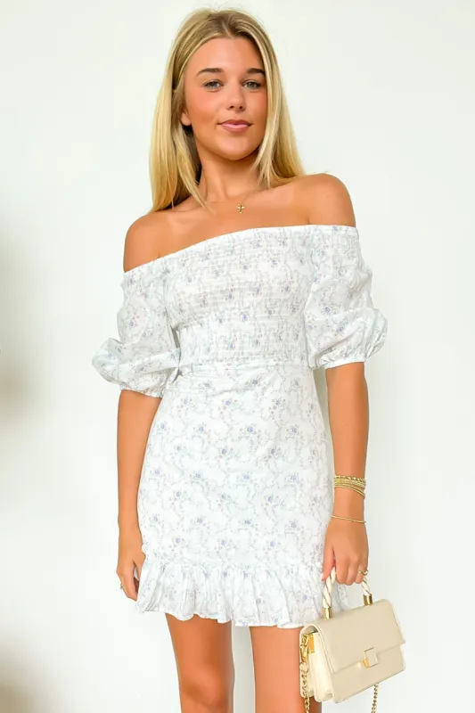 Sweetest Grace Off Shoulder Smocked Floral Dress - FINAL SALE sold by Madison + Mallory