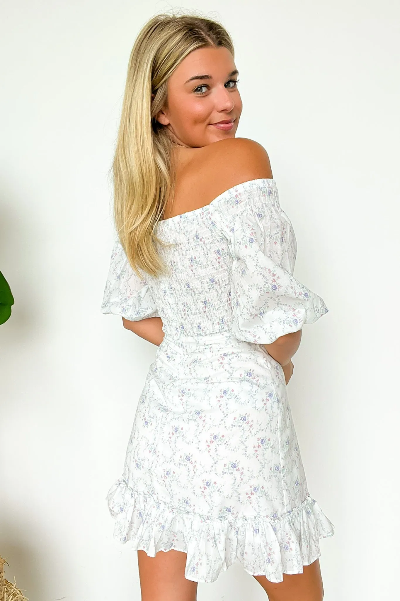Sweetest Grace Off Shoulder Smocked Floral Dress - FINAL SALE sold by Madison + Mallory product image thumbnail 3