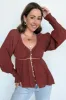 Ella Button Front Peplum Top - FINAL SALE sold by Madison + Mallory