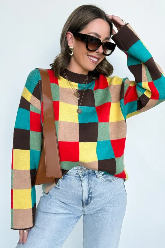 Check Please Multi Color Knit Sweater sold by Madison + Mallory
