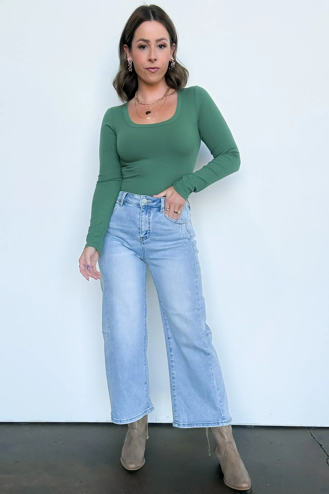 Susana Crop Wide Leg Seam Detail Jeans sold by Madison + Mallory product image thumbnail 4
