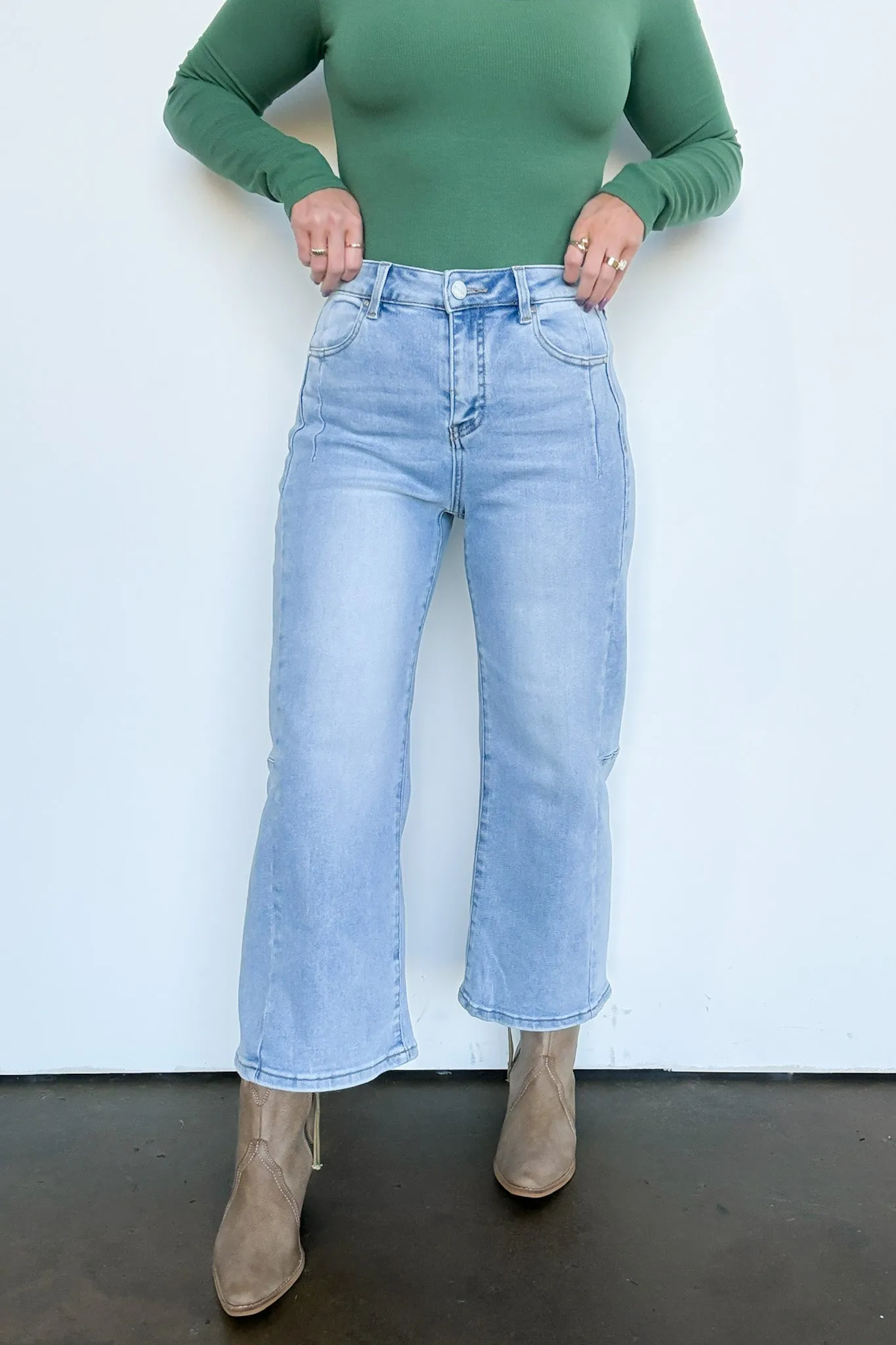 Susana Crop Wide Leg Seam Detail Jeans sold by Madison + Mallory product image thumbnail 3