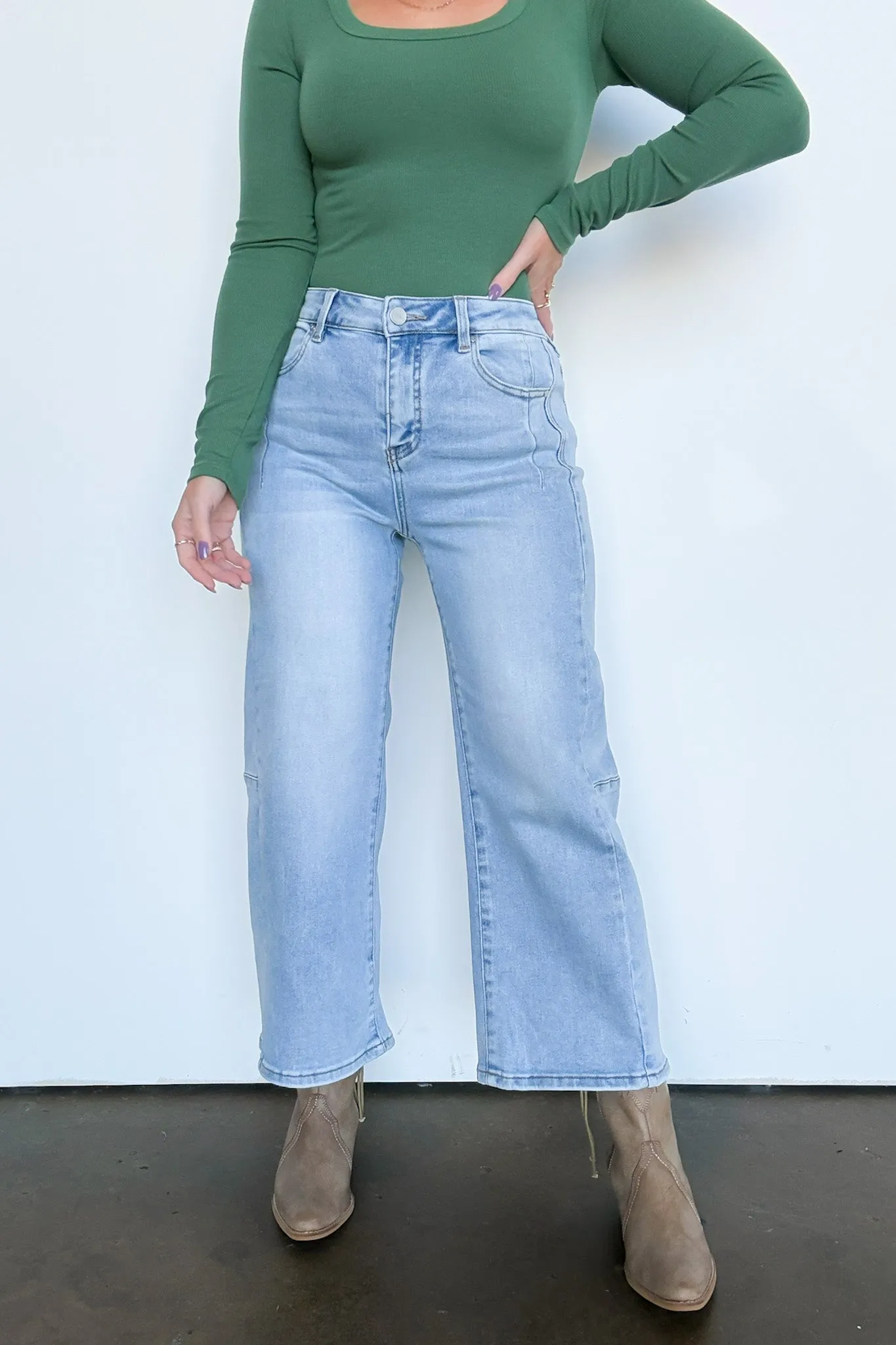 Susana Crop Wide Leg Seam Detail Jeans sold by Madison + Mallory