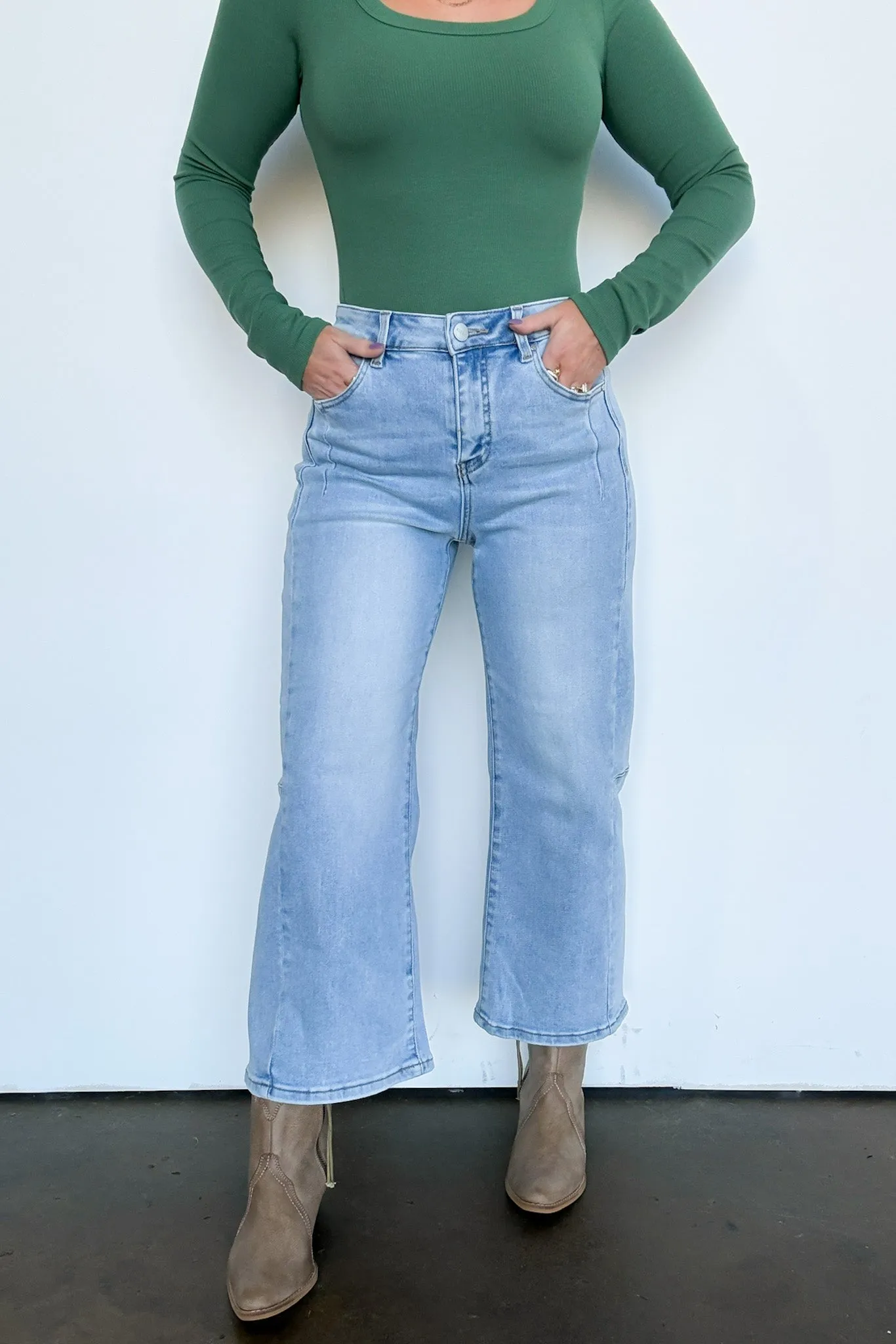 Susana Crop Wide Leg Seam Detail Jeans sold by Madison + Mallory product image thumbnail 5