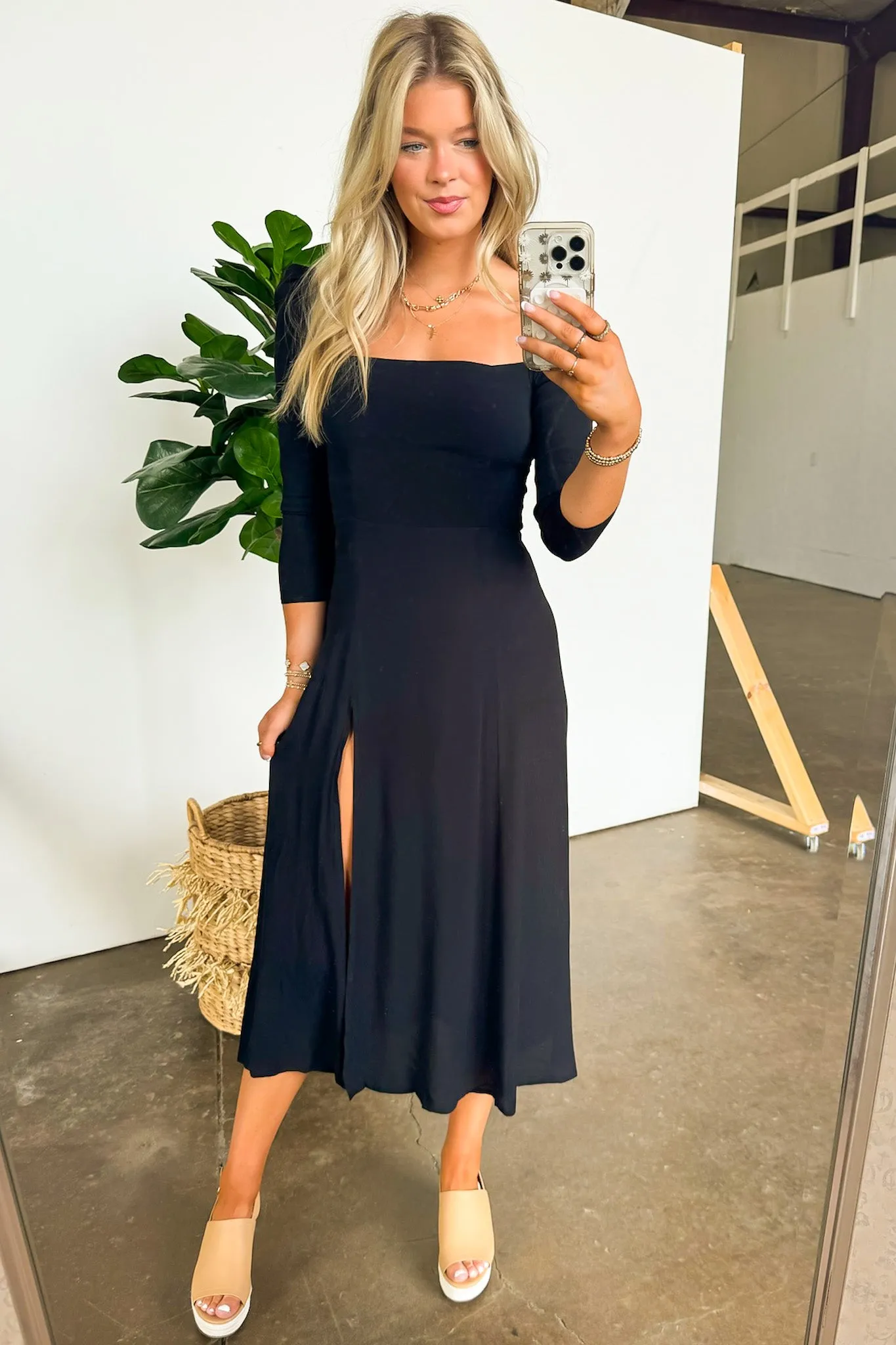 Jenna Side Slit Midi Dress - FINAL SALE sold by Madison + Mallory product image thumbnail 4