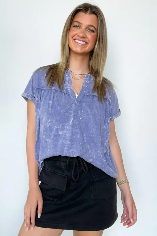 Waverly Mineral Washed Split Neck Top - FINAL SALE made by Very J