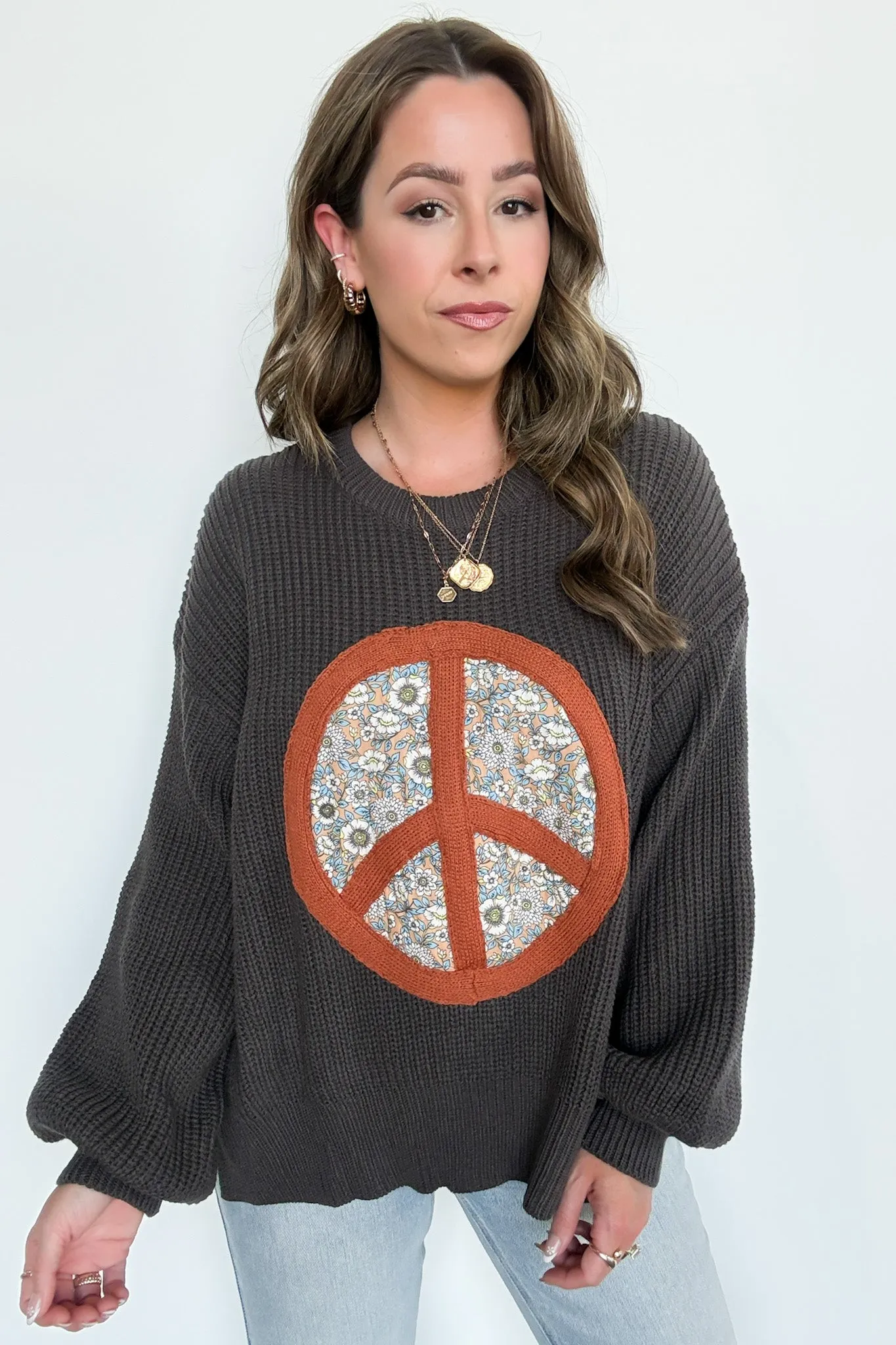 Hippie Era Patch Peace Sweater - FINAL SALE sold by Madison + Mallory product image thumbnail 2