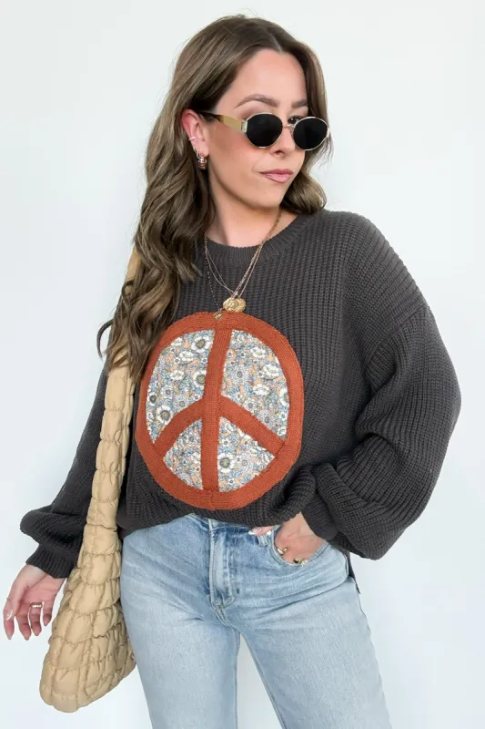 Hippie Era Patch Peace Sweater - FINAL SALE sold by Madison + Mallory