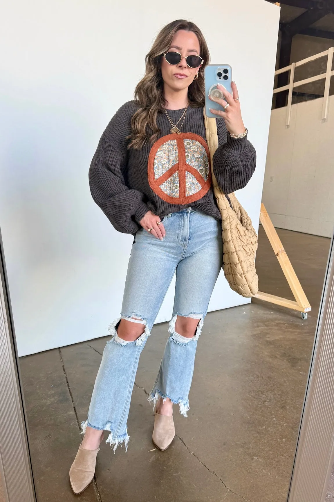 Hippie Era Patch Peace Sweater - FINAL SALE sold by Madison + Mallory product image thumbnail 4