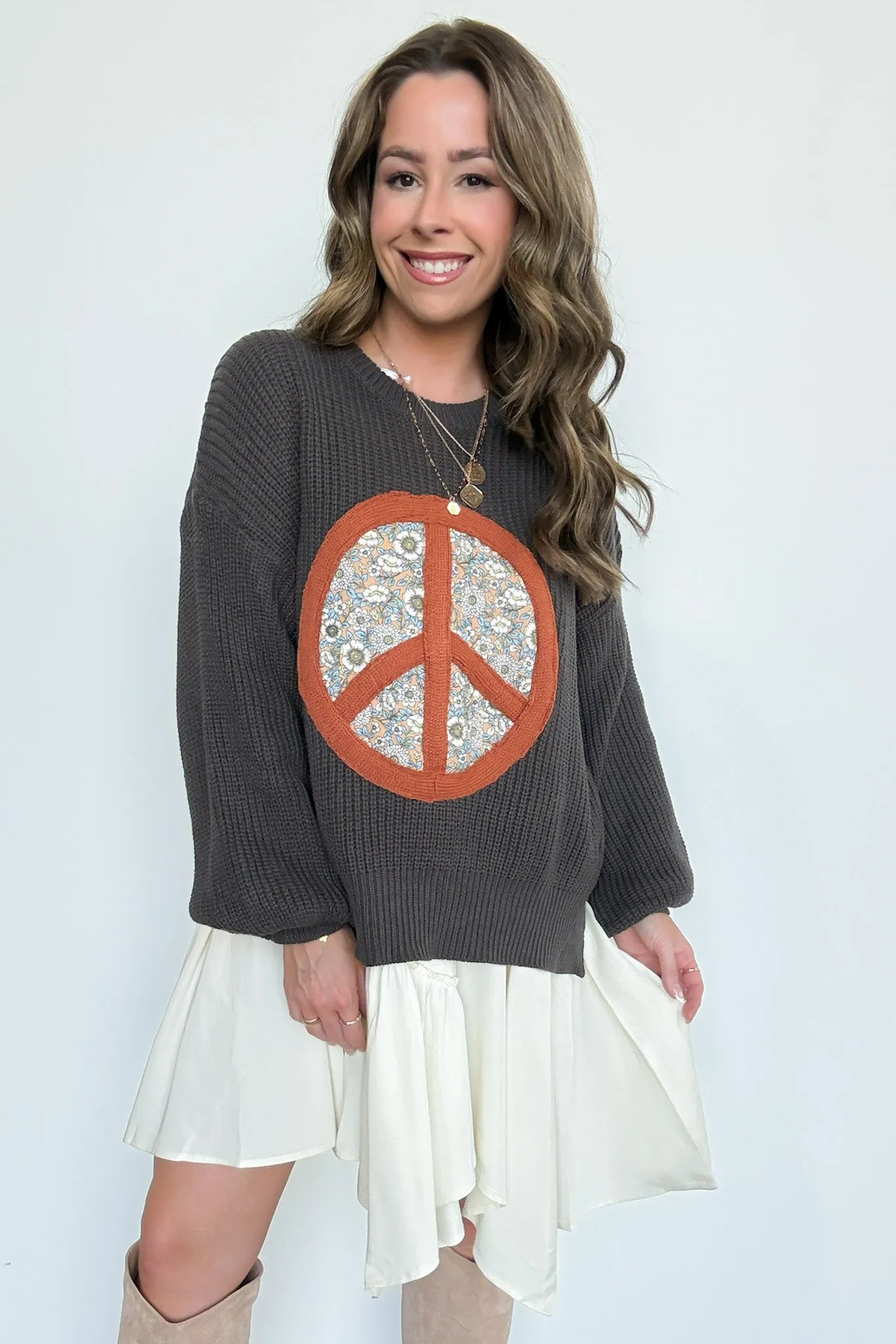 Hippie Era Patch Peace Sweater - FINAL SALE sold by Madison + Mallory product image thumbnail 3