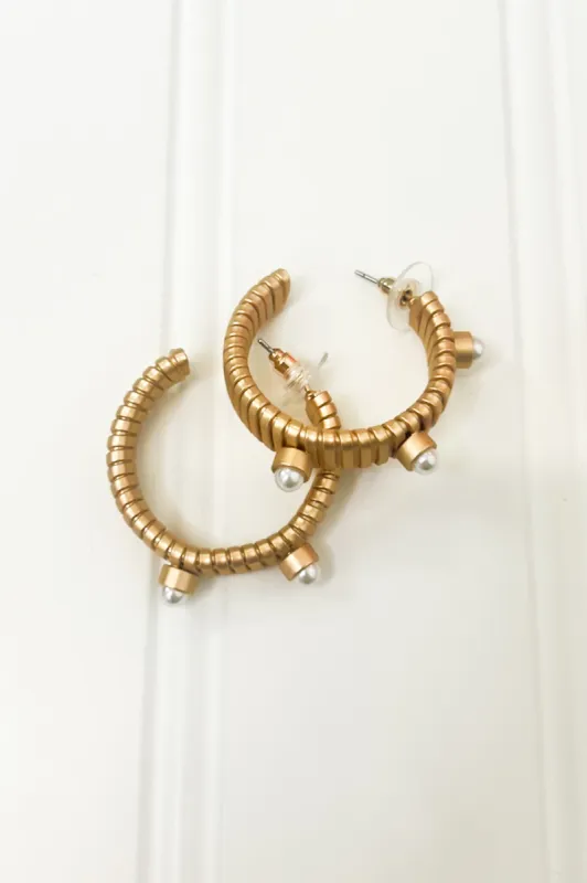 Enticing Always Pearl Accent Hoop Earrings sold by Madison + Mallory