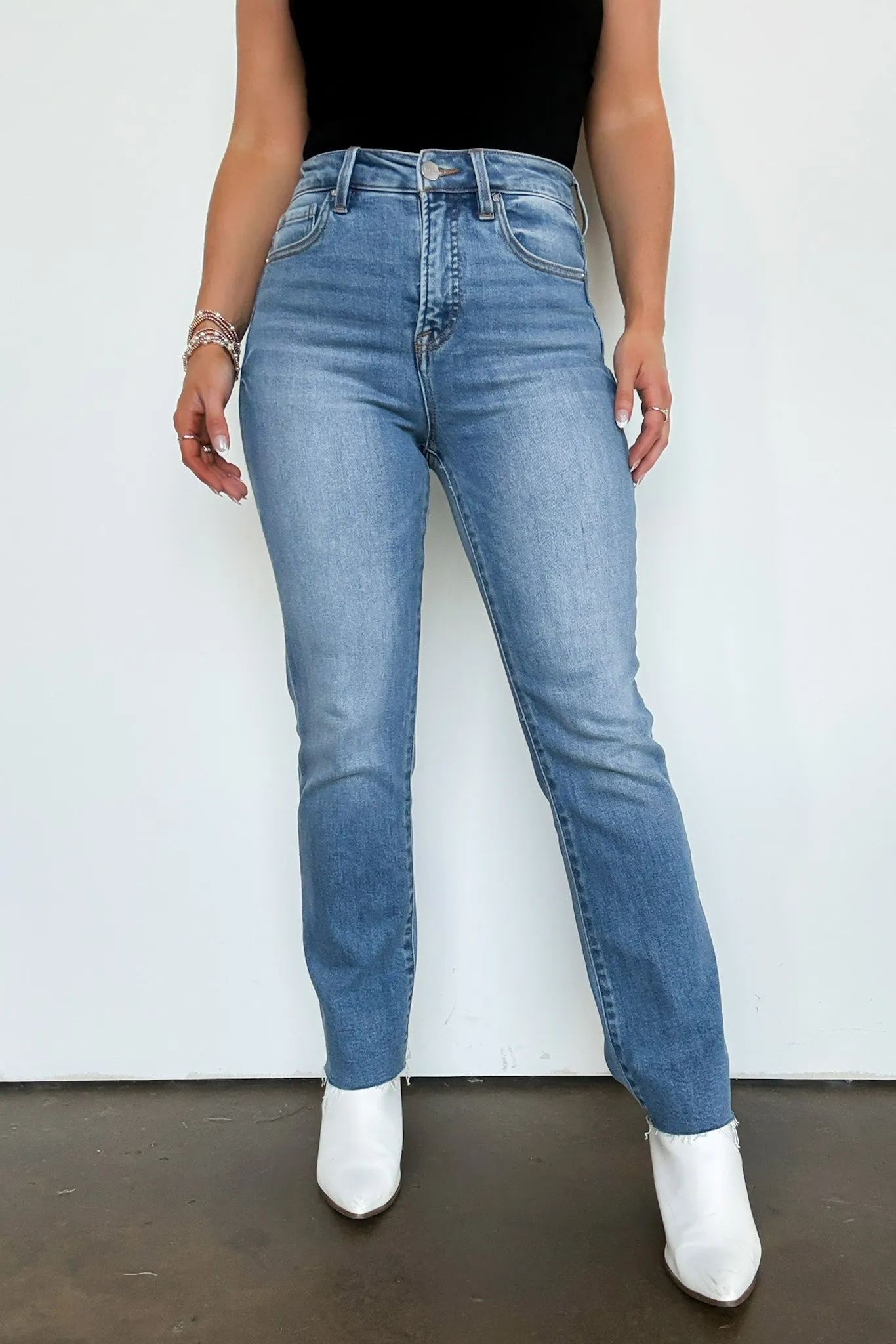 Adelene Tummy Control High Rise Crop Straight Jeans - FINAL SALE sold by Madison + Mallory product image thumbnail 3