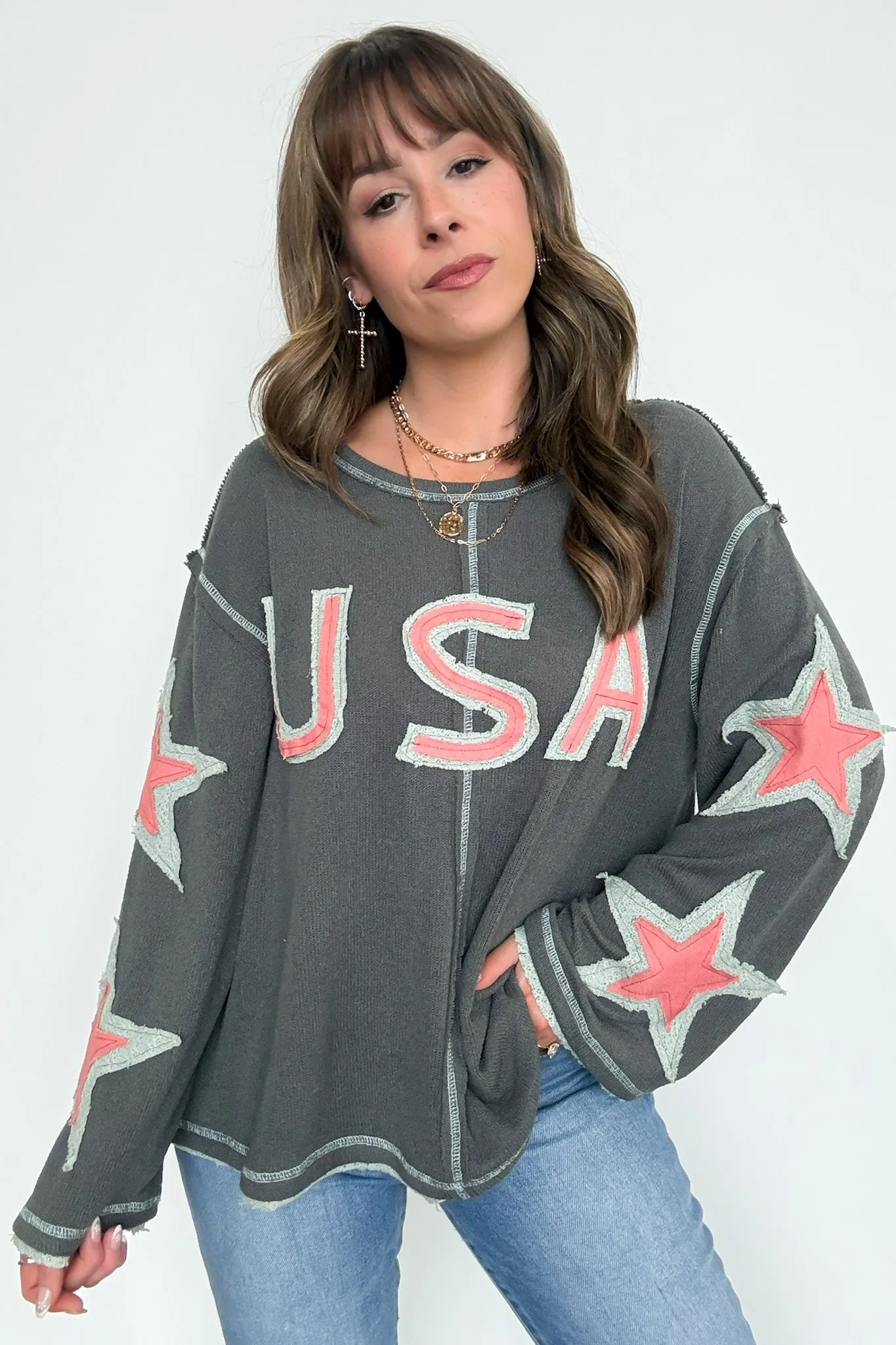 USA Star Graphic Patch Pullover sold by Madison + Mallory product image thumbnail 2