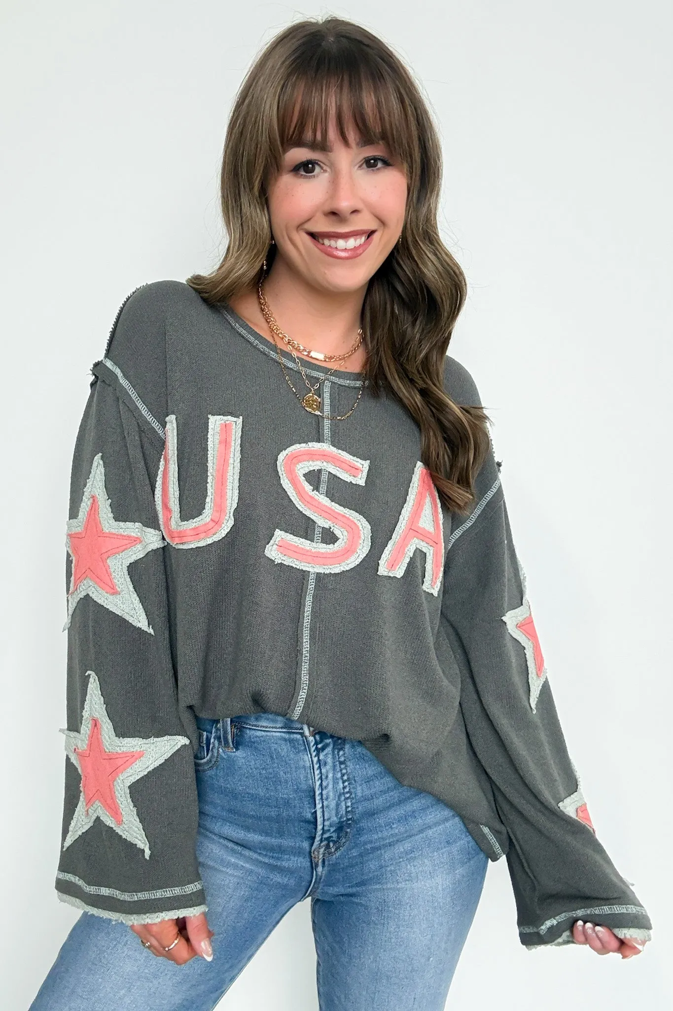 USA Star Graphic Patch Pullover sold by Madison + Mallory product image thumbnail 3