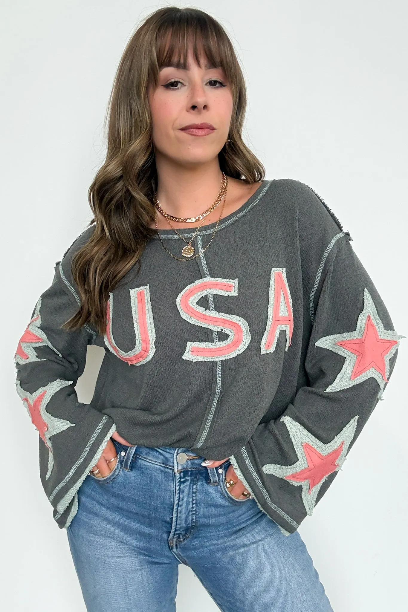USA Star Graphic Patch Pullover sold by Madison + Mallory product image thumbnail 5