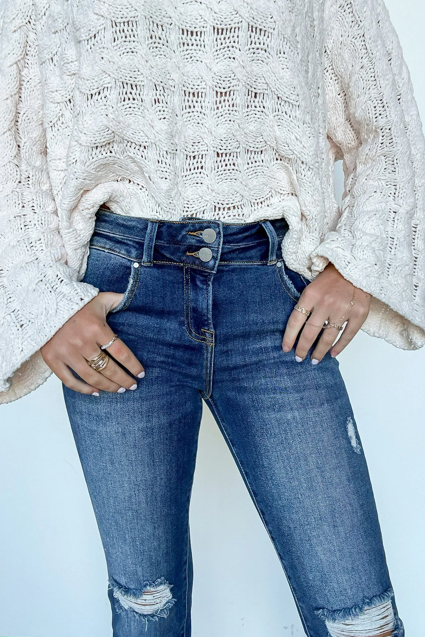Marisse High Rise Distressed Slim Straight Jeans - FINAL SALE sold by Madison + Mallory product image thumbnail 5