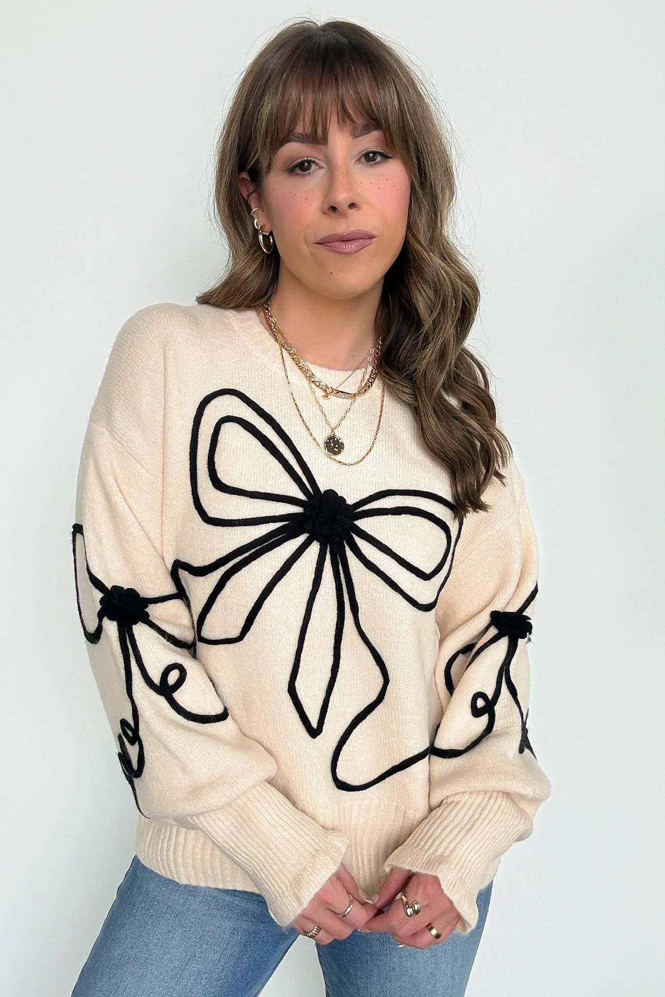Favorite Option Bow Embroidered Sweater sold by Madison + Mallory product image thumbnail 4
