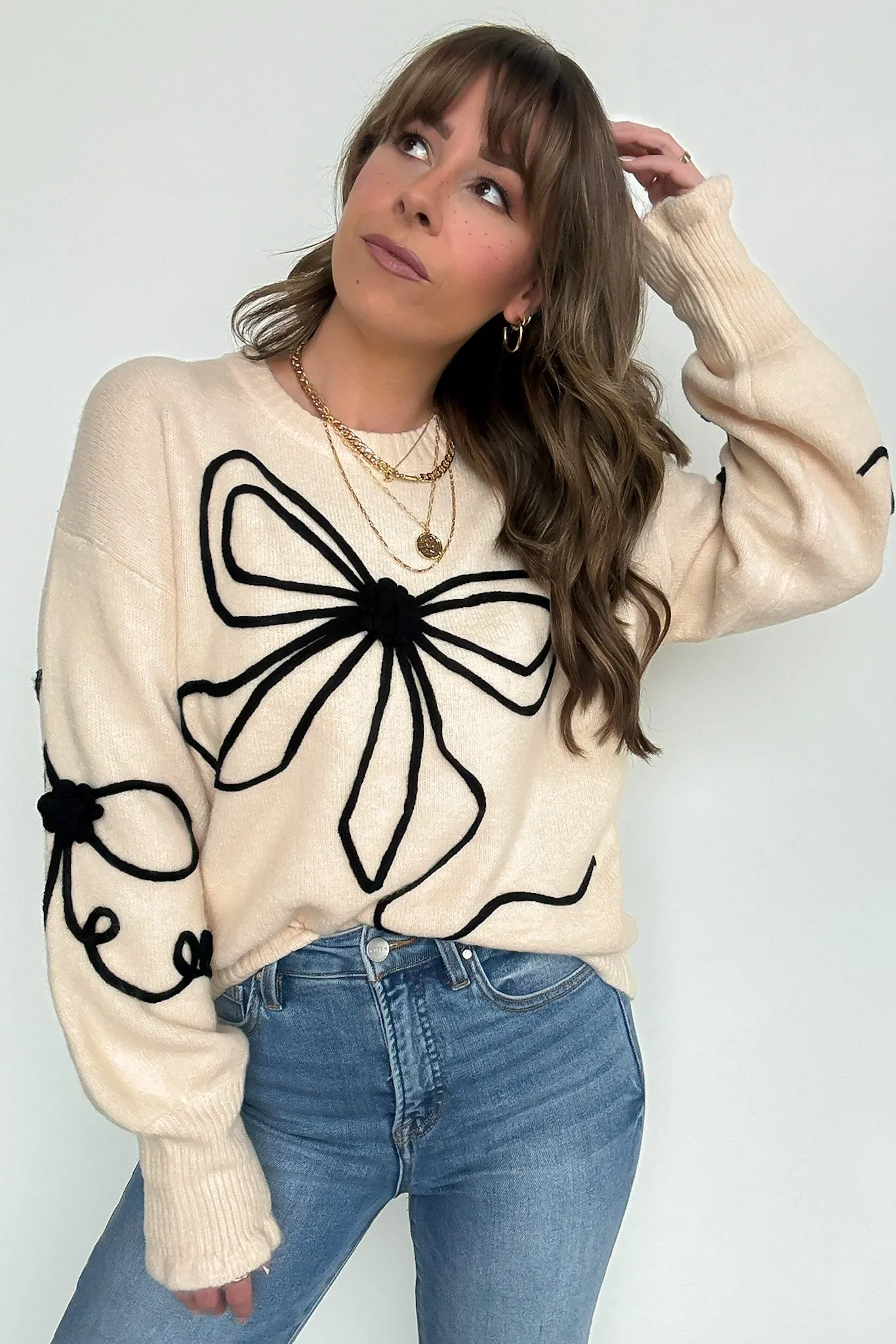 Favorite Option Bow Embroidered Sweater sold by Madison + Mallory product image thumbnail 5