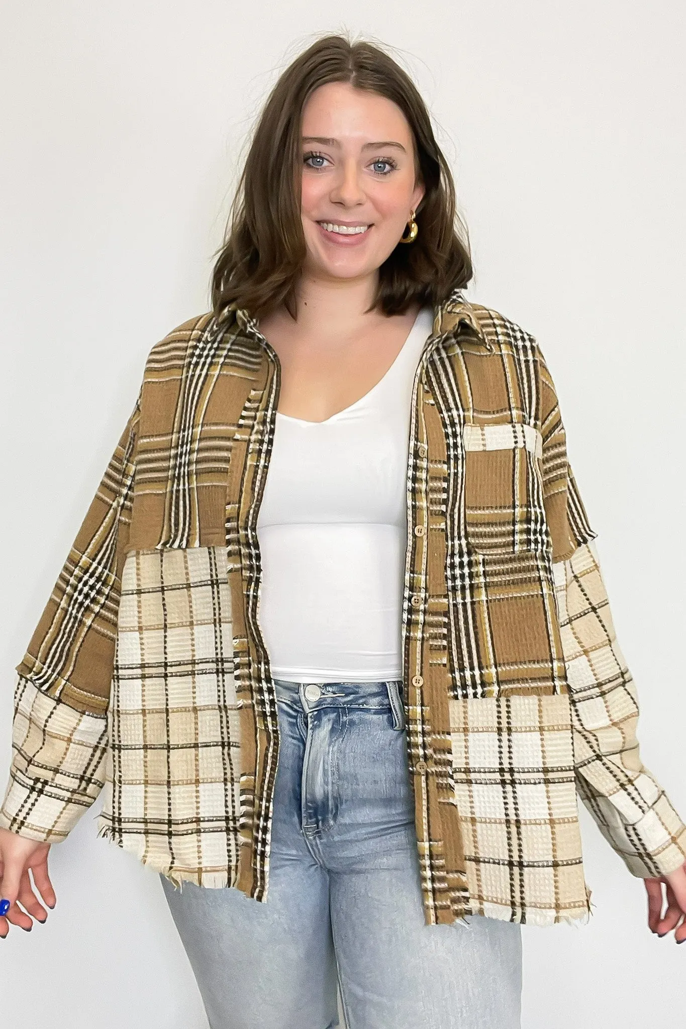 Notoriously Cool Mixed Plaid Oversized Shacket sold by Madison + Mallory product image thumbnail 3