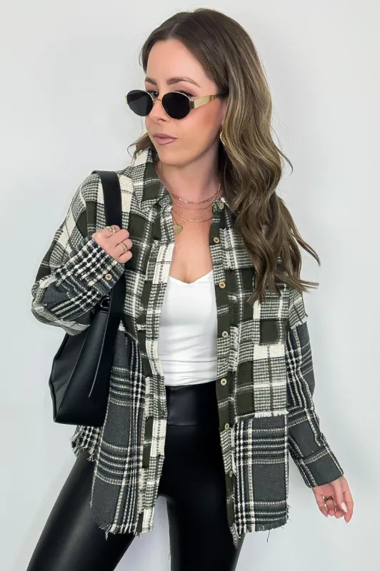 Notoriously Cool Mixed Plaid Oversized Shacket sold by Madison + Mallory